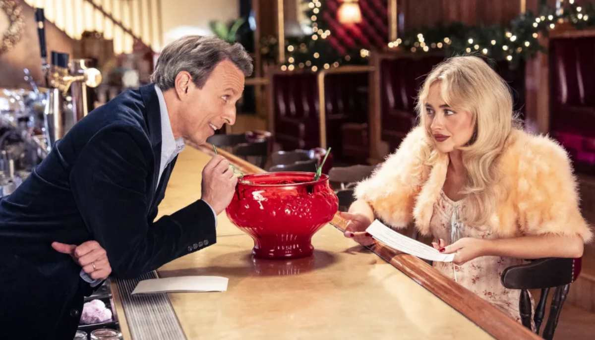 Sabrina Carpenter, Seth Meyers play 'truth or drink'