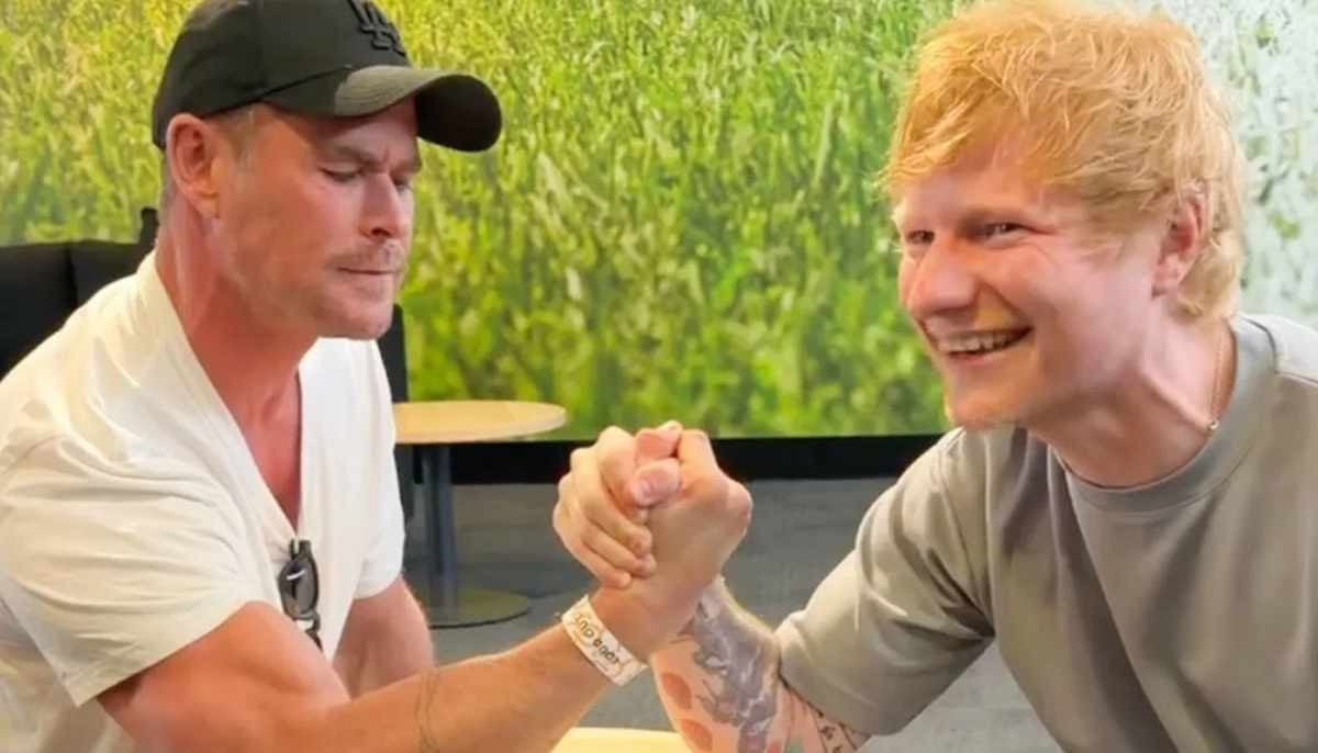 Ed Sheeran and Chris Hemsworth face off at Marvel Stadium