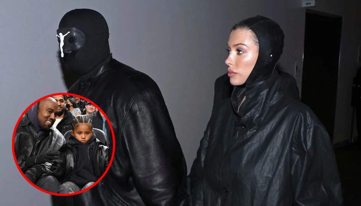 Bianca Censori leaves with Kim Kardashian's children at Ye concert