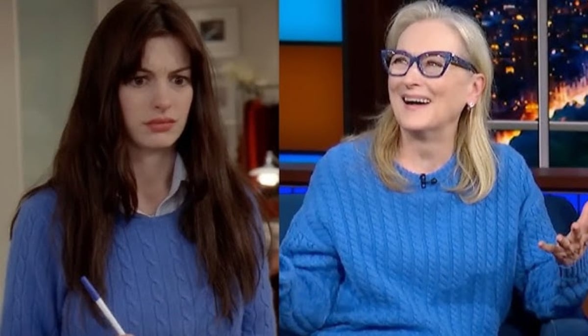 Anne Hathaway playfully confronts Meryl Streep over iconic Cerulean sweater