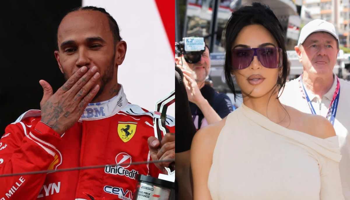 Lewis Hamilton rushes to Kim Kardashian after lifting P2 trophy at F1 event
