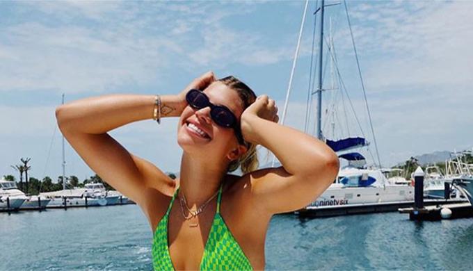 Sofia Richie turns up the heat in pink and purple bikini as she continues to enjoy birthday celebrations