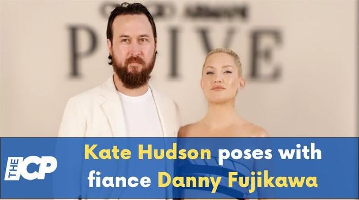 Kate Hudson poses with fiancé Danny Fujikawa at Giorgio Armani Show ...