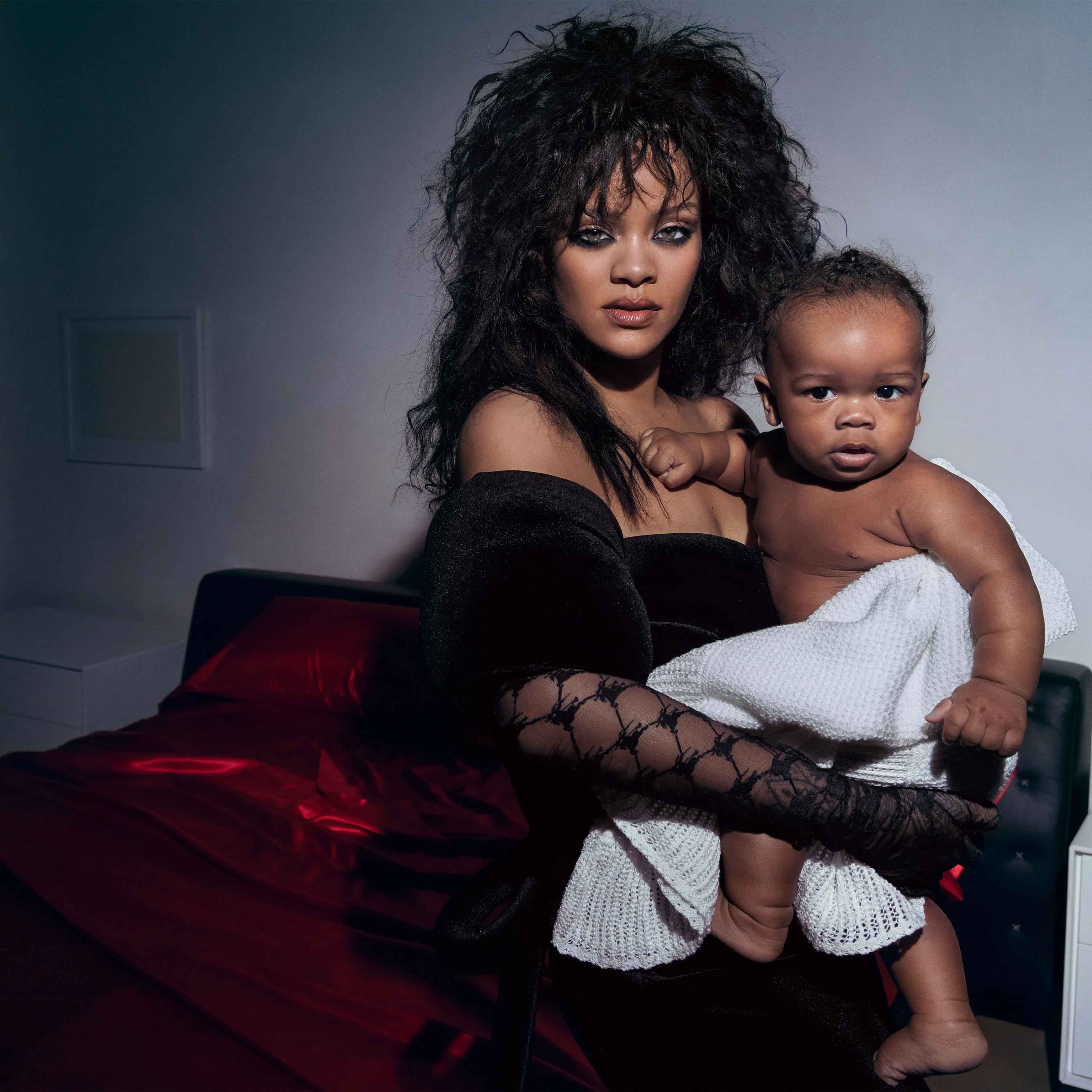 Rihanna and her kid for British Vogue in May 2023