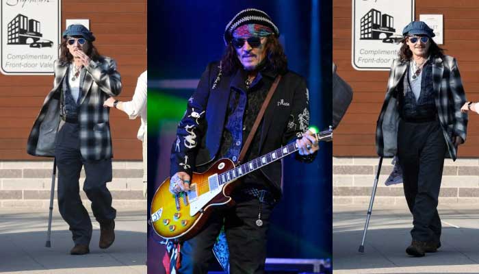 Johnny Depp touched down in Boston with a walking cane