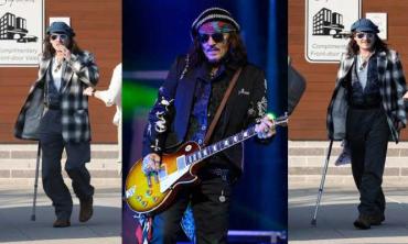 Johnny Depp uses walking cane as actor 'on the mend' after ankle injury