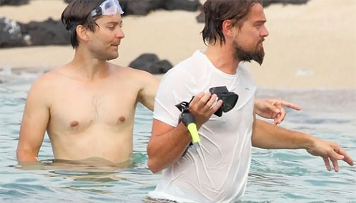 Leonardo DiCaprio and Tobey Maguires beachside fun in Ibiza.