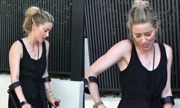 Amber Heard spotted limping on crutches after sustaining hip injury 