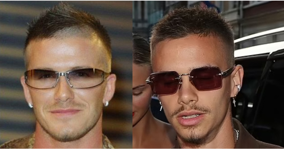 David Beckham on the left - Romeo Beckham on the right