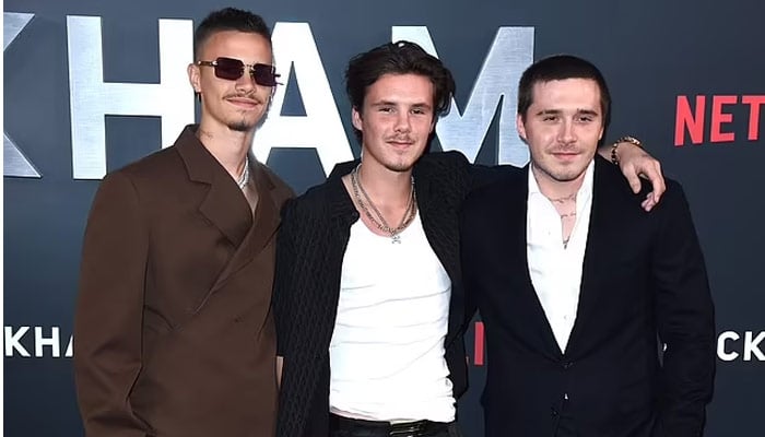 From left: Romeo Beckham, 21, Cruz Beckham, 18 & Brooklyn Beckham, 24