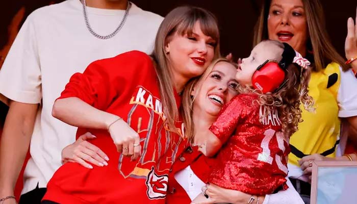 Taylor Swift enjoying the Kansas City Chiefs game with Brittany Mahomes