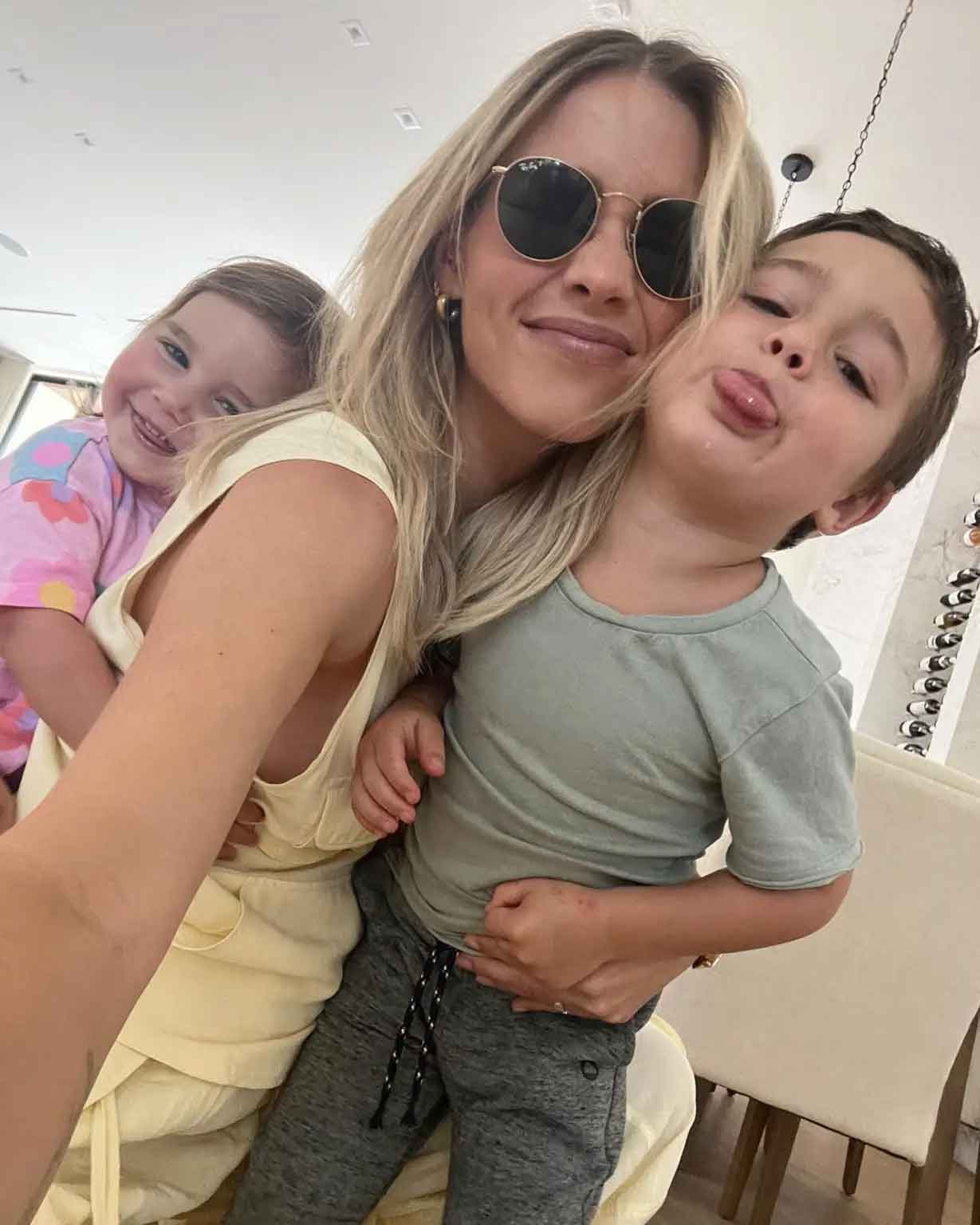 Claire Holt with her son James and daughter Ella