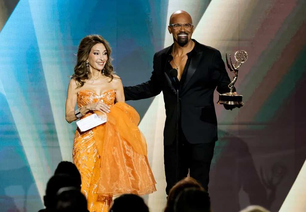 Shemar Moore and Susan Lucci on stage at the Daytime Emmy Award