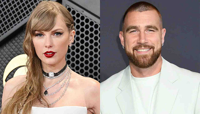 Taylor Swift not only clinched two wins at the Grammys but leaft Travis Kelce in awe with her look