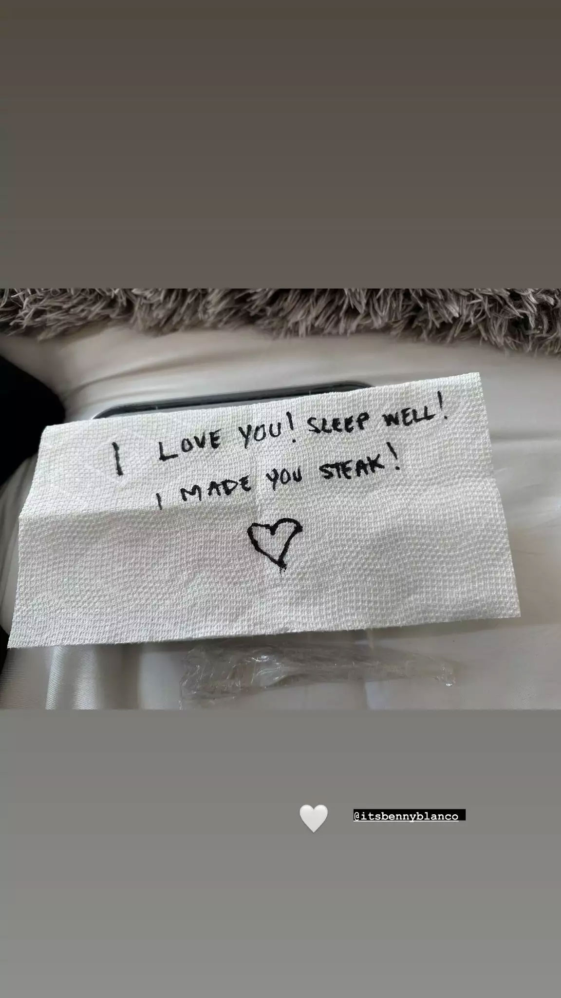 Selena Gomez unveils tissue paper note from beau Benny Blanco