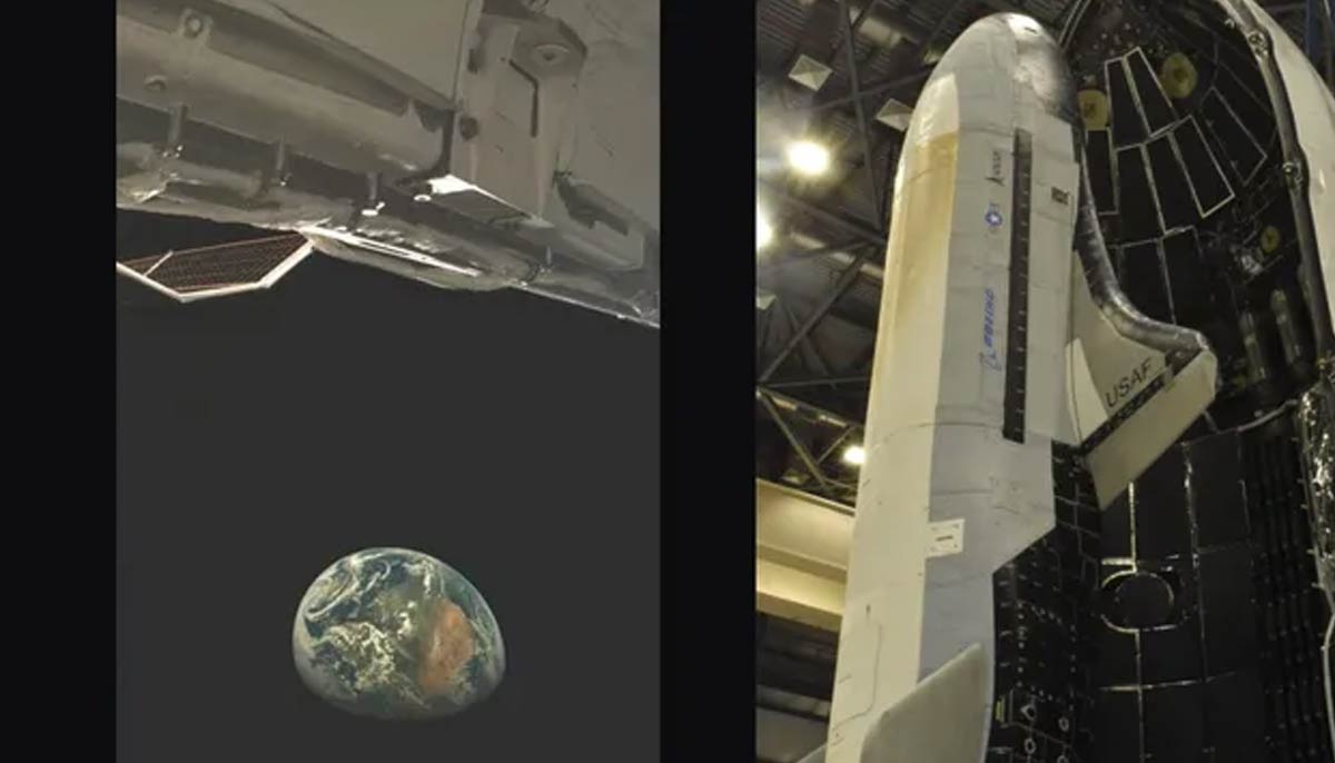 US Space military reveals first glimpse of X-37B space plane in orbit.