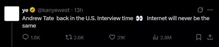 Kanye West teases interview with Andrew Tate