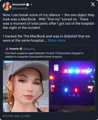 Streamer Amouranth reveals items stolen during house robbery