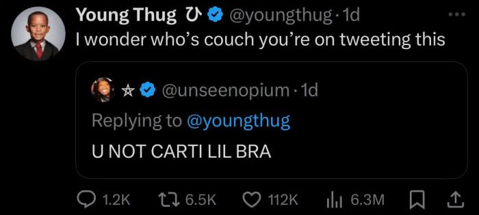 Young Thug hits back at Playboi Carti fan