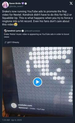Drake accused of paying YouTube to promote ‘NOKIA’ music video