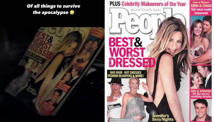 Jennifer Aniston reposted the scene on her Instagram Stories on April 22, adding the perfect dose of sarcasm