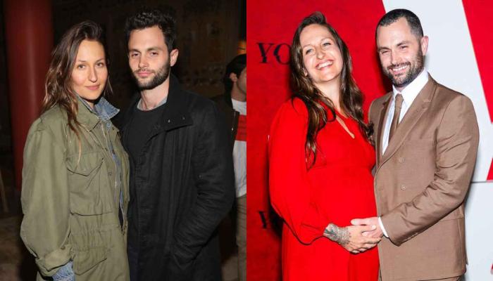 Penn Badgleys wife flaunts baby bump in red outfit at You premiere