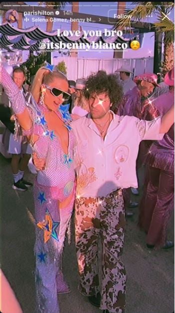 Paris Hilton unfazed by Kanye West as she poses with Benny Blanco