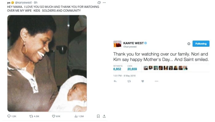 Kanye West pays tribute to mother in heartfelt post