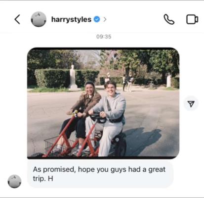 Harry Styles DMs a fan to fulfill his promise