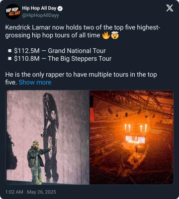 Kendrick Lamar’s Grand National Tour achieves major milestone