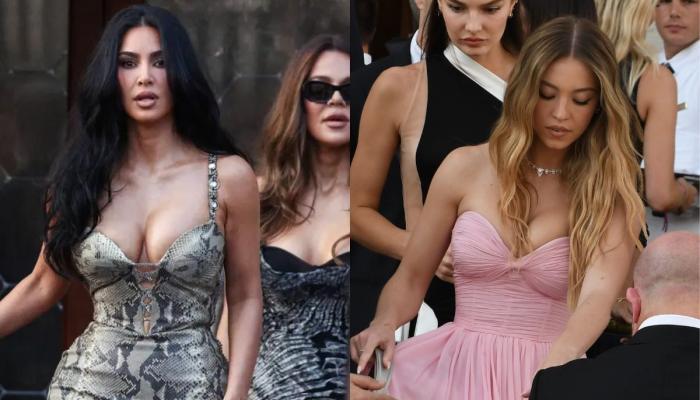Kim Kardashian (left) and Sydney Sweeney (right) at Jeff Bezos wedding