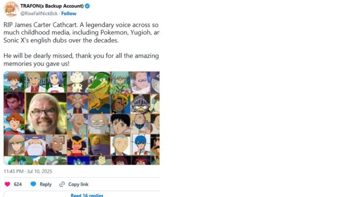 Fans, peers pay tribute to Pokémon voice legend James Carter Cathcart
