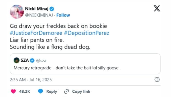 Nicki Minaj targets SZA in explosive social media feud