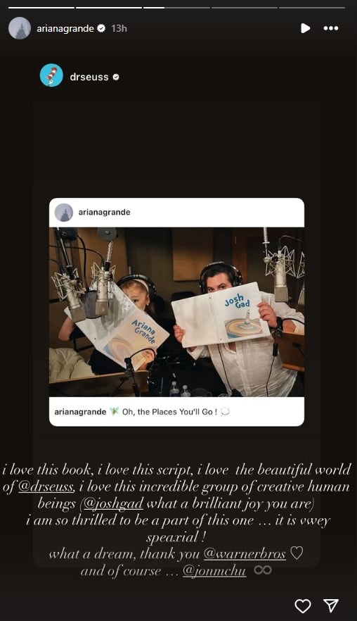 Ariana Grande to star in Oh, the Places Youll Go! film