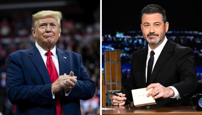 Jimmy Kimmel protests with his family against Trump