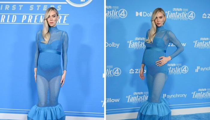 Vanessa Kirby stuns in sheer blue ensemble at Fantastic Four premiere