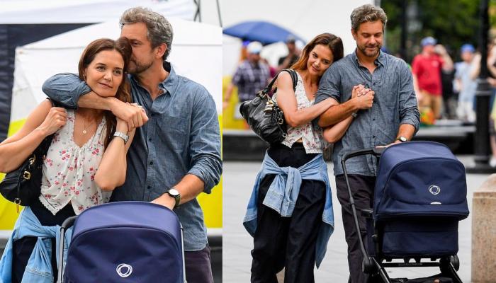 Katie Holmes surprises  ex Joshua Jackson on NYC film set