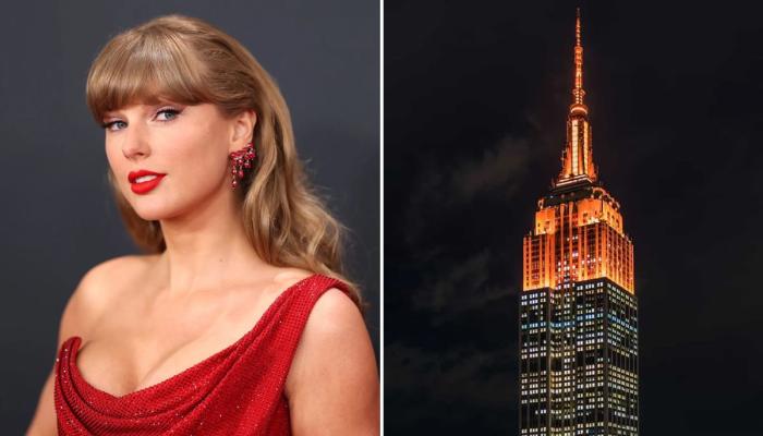Taylor Swift lights Empire State orange for new album ‘Showgirl’