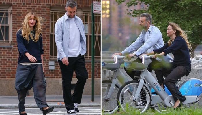 Jennifer Lawrence Turns Heads on Bike Ride with Husband Cooke Maroney