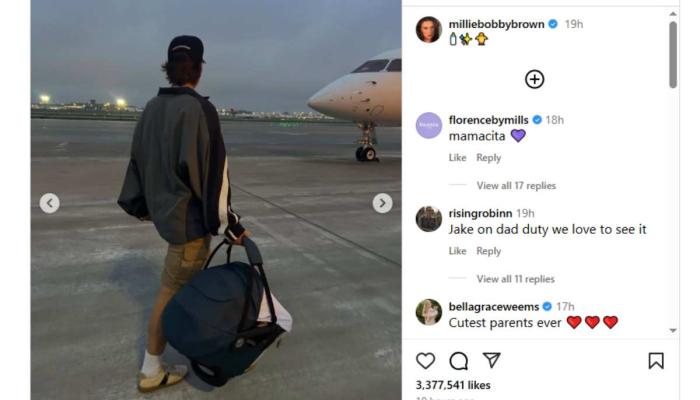 Millie Bobby Brown shares first photo of her and Jake Bongiovis baby girl