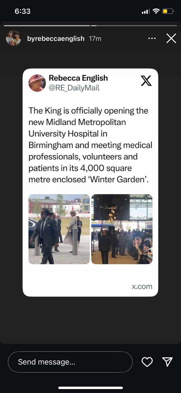 King Charles makes big admission in Birmingham hospital about age