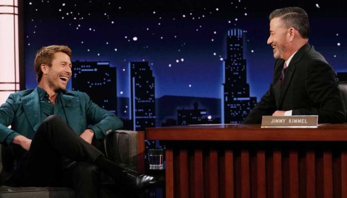 Glen Powell supports Jimmy Kimmel in first show after axing