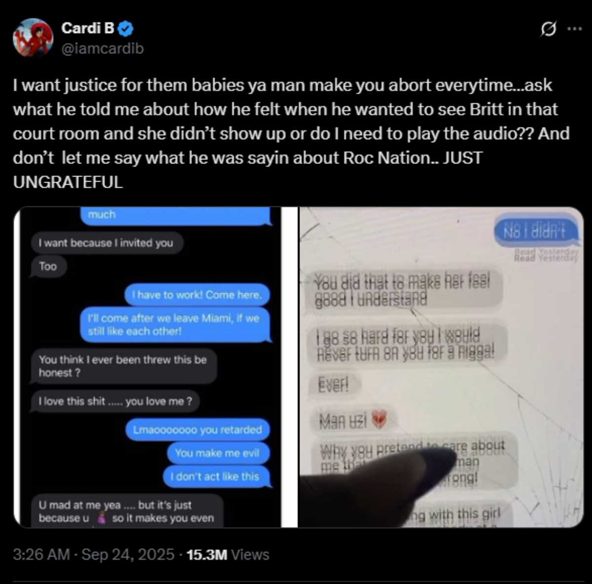 Cardi B shares receipts in messy feud defending Stefon Diggs