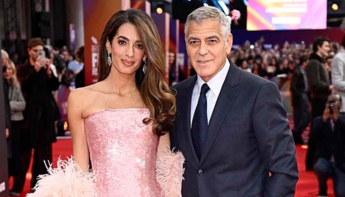 Amal Clooney outshines George at star-studded Jay Kelly launch