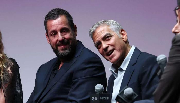 George Clooney supports Adam Sandler on ‘Jay Kelly’ set