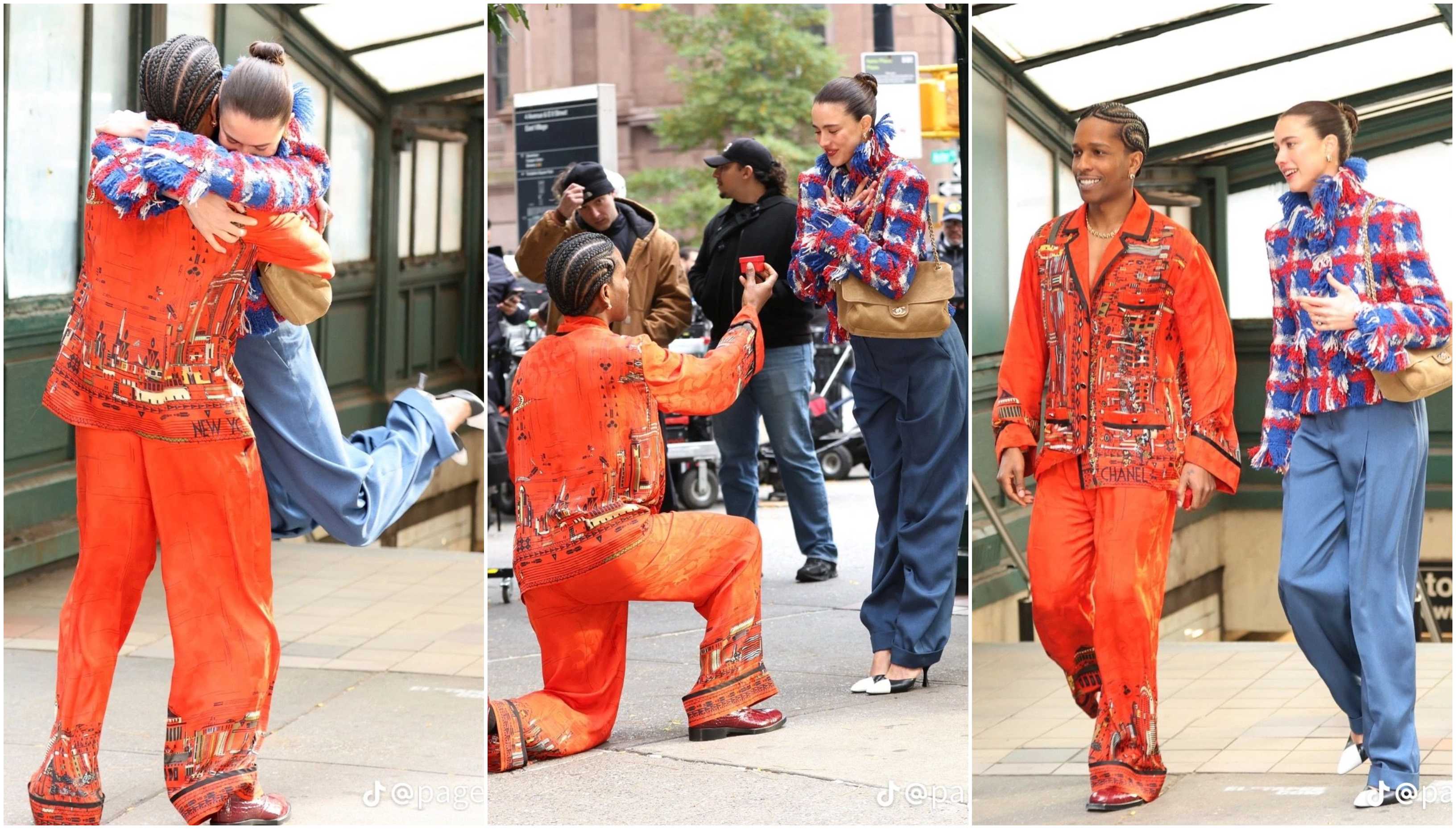 Asap Rocky gets down on one knee for Margaret Qualley
