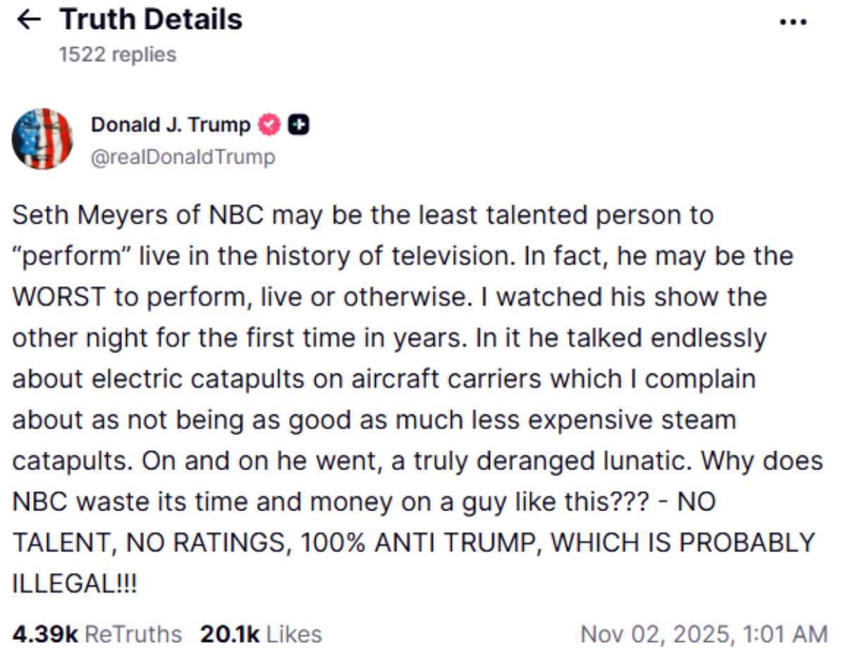 Seth Meyers becomes next target for Donald Trump?