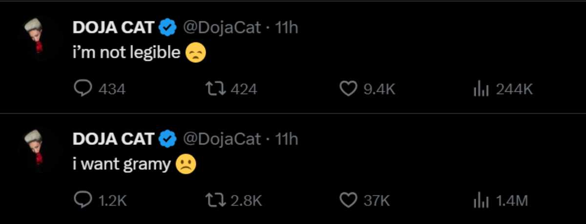 Doja Cat yearns for Grammy after major snub