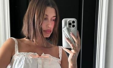 Hailey Bieber dishes on birth of her viral lip phone case 