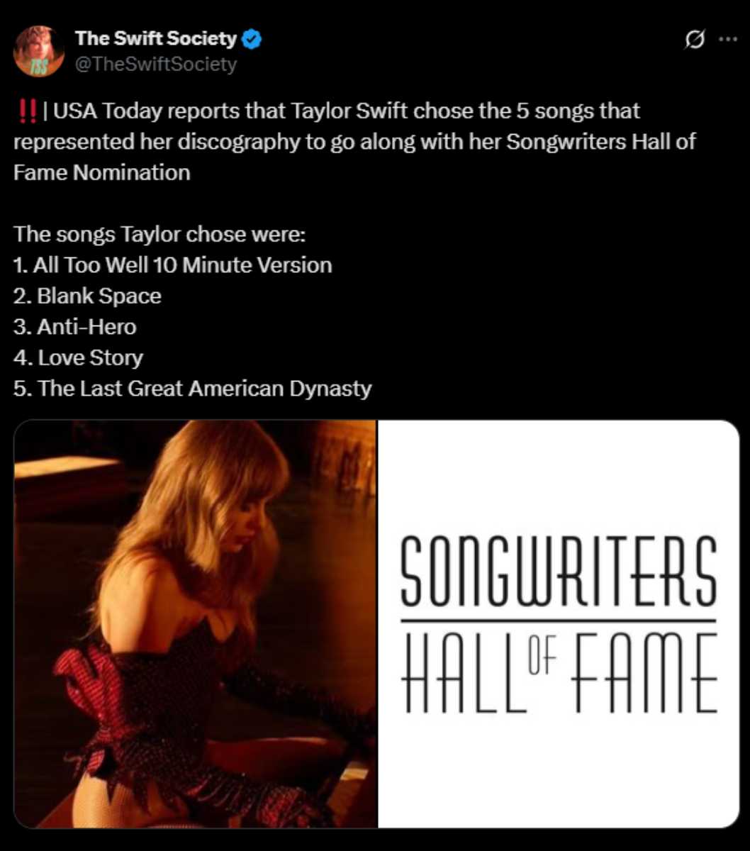Taylor Swift chooses her best-written songs?